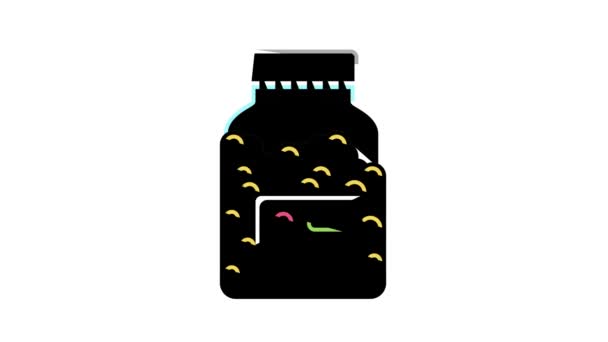 Vitaminas homeopatía botella color icono animación — Vídeo de stock