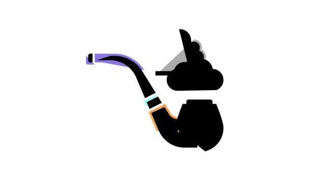 Καπνίζοντας πίπα mens αναψυχής χρώμα εικονίδιο animation — Αρχείο Βίντεο