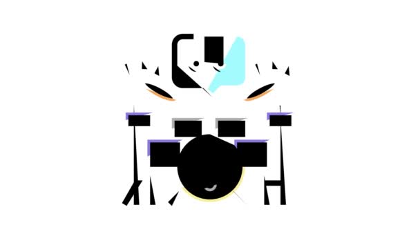 Spela musikinstrument mens fritid färg ikon animation — Stockvideo