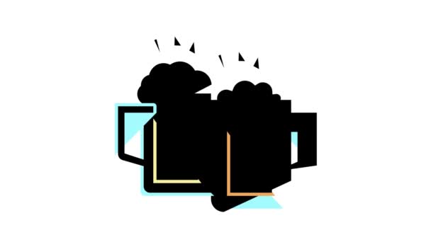 Drink beer mens leisure color icon animation — Stock Video