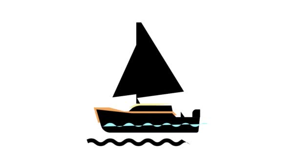 Yacht mens fritid färg ikon animation — Stockvideo
