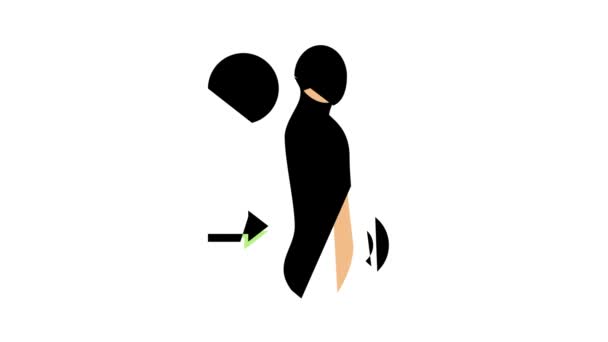 Lordosis ziekte kleur pictogram animatie — Stockvideo