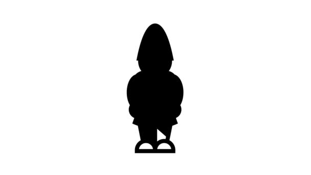 Trädgård gnome linje ikon animation — Stockvideo