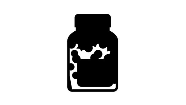 Witaminy homeopatia butelka linia animacja ikona — Wideo stockowe