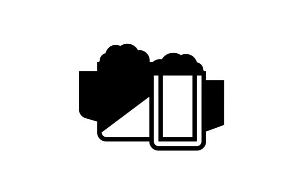 Пить пиво мужской досуг икона анимации — стоковое видео