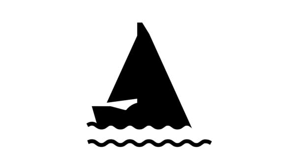 Yacht Herren Freizeit Linie Ikone Animation — Stockvideo