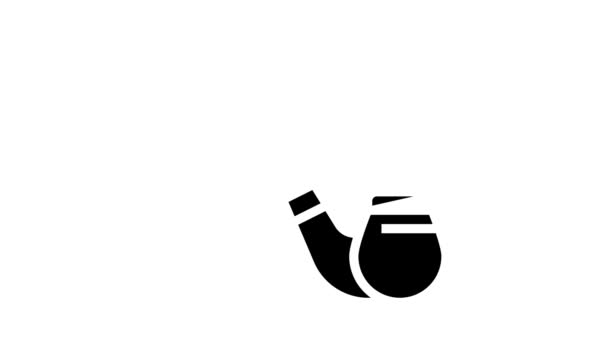Pfeife rauchen Herren Freizeit Glyphen-Ikone Animation — Stockvideo