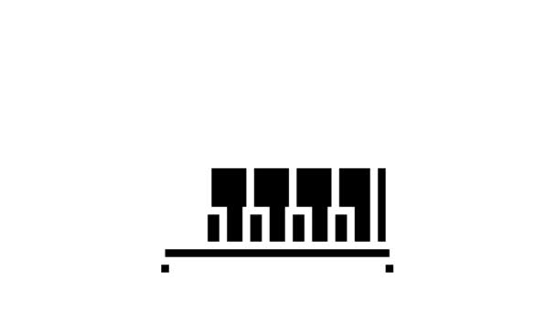 Máquina de bordar industrial glifo ícone animação — Vídeo de Stock