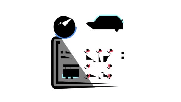 Testen van computer elektronisch systeem auto kleur pictogram animatie — Stockvideo