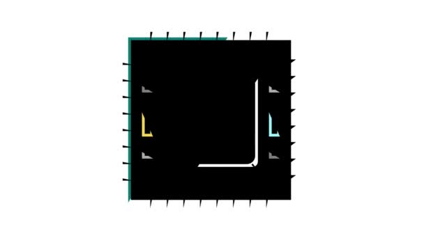 Animazione icona a colori di produzione di semiconduttori cpu — Video Stock