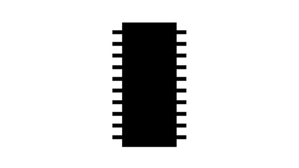 Mikrochip halvledare tillverkning linje ikon animation — Stockvideo