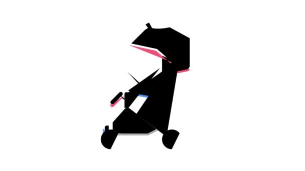 Wandelwagen lopen baby kleur pictogram animatie — Stockvideo