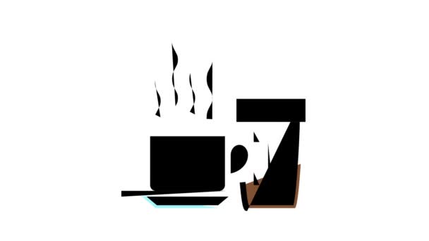 Gorąca filiżanka kawy kolor ikona animacji — Wideo stockowe