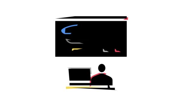 Online registratie in vlucht school kleur pictogram animatie — Stockvideo