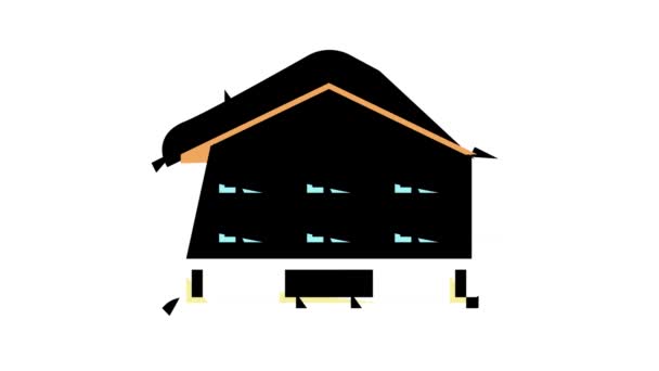 Chalet casa icono de color animación — Vídeo de stock