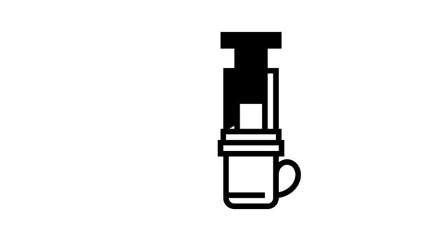 Kan voor het brouwen van koffie lijn pictogram animatie — Stockvideo
