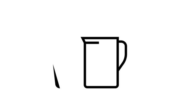 Copo de medição e misturador para fazer animação ícone de linha de coquetel de café — Vídeo de Stock