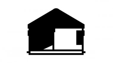 Yurt evi çizgi simgesi canlandırması