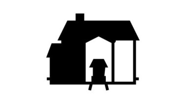 tek aile evi çizgi simgesi canlandırması
