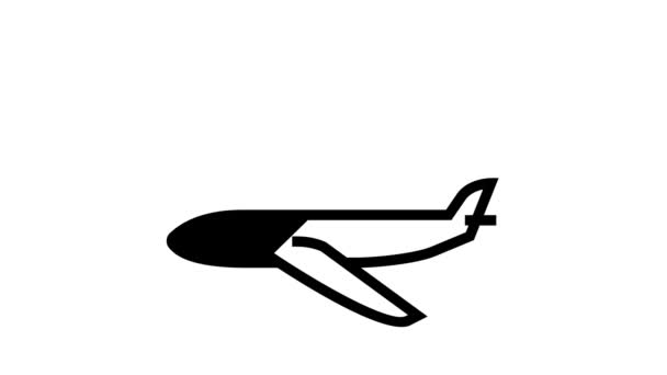 Aviação comercial voo escola linha ícone animação — Vídeo de Stock