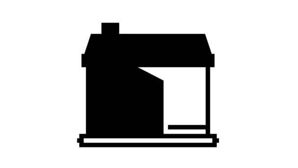 Tiny home house line icon animation — Stock Video