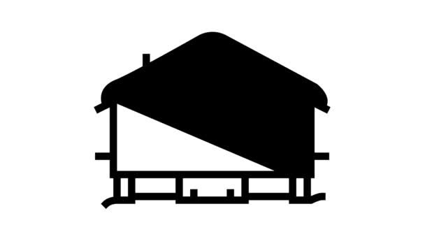 Chalet hus linje ikon animation — Stockvideo