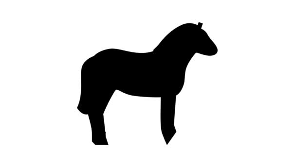 Animal caballo línea icono de animación — Vídeos de Stock