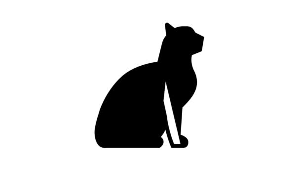 Gato mascota línea icono animación — Vídeos de Stock