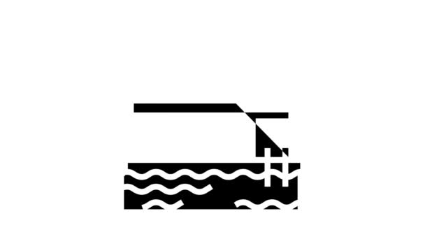 Úszó víz lakóház glyph ikon animáció — Stock videók