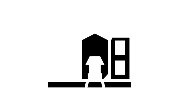 Einfamilienhaus Glyphen-Ikone Animation — Stockvideo