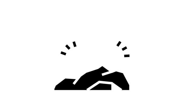 Volcano smoke glyph icon animation — Stock Video