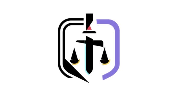 Ley de justicia color icono animación — Vídeos de Stock