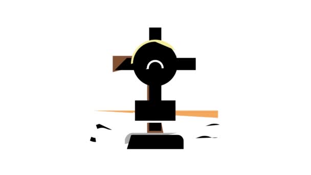 Могила питомца с крестом иконка анимации — стоковое видео