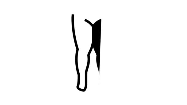 Peludo pierna afeitado línea icono de animación — Vídeos de Stock
