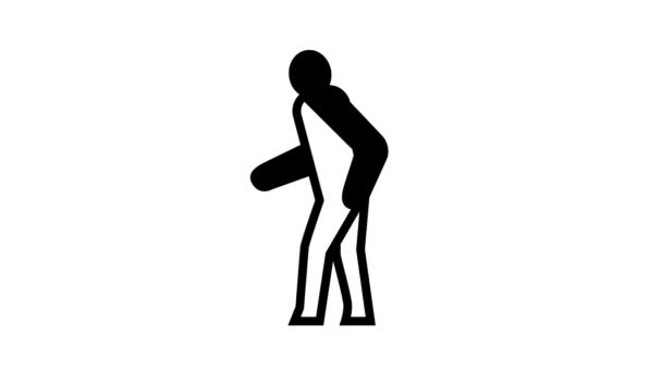 Human back stroke line icon animation — Stock Video