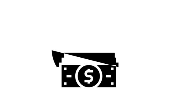 Pengar spårning glyf ikon animation — Stockvideo