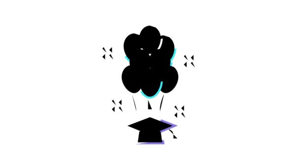 Ukończenie partii uroczyste balony kolor ikona animacja — Wideo stockowe