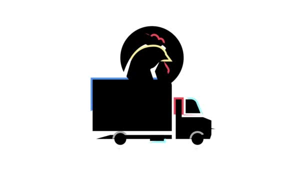 Chicken Truck Transport Farbe Symbol Animation — Stockvideo