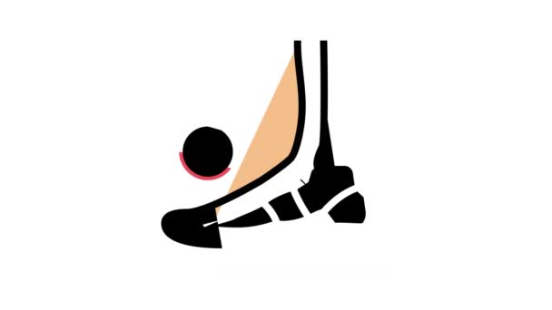 Bone flat feet color icon animation — Stock Video