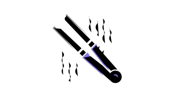 Hair straightener device color icon animation — Stock Video