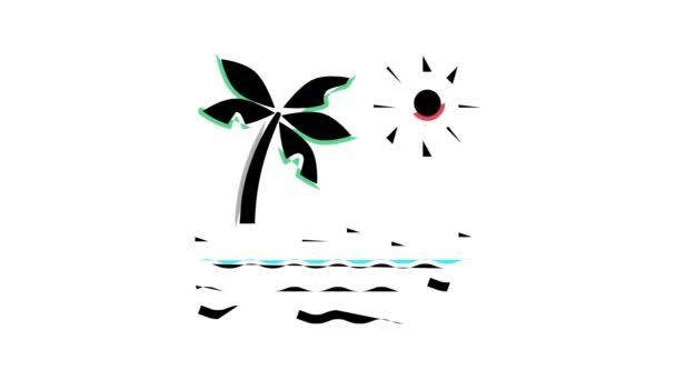 Playa tropical verano color icono animación — Vídeo de stock