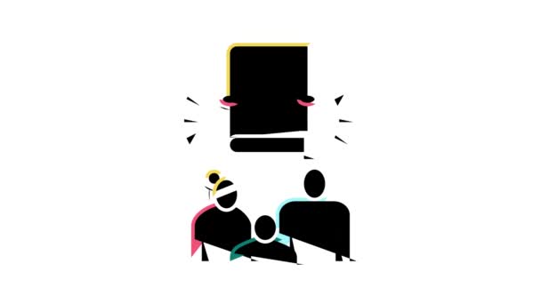 Buch für Familie Farbe Icon Animation — Stockvideo