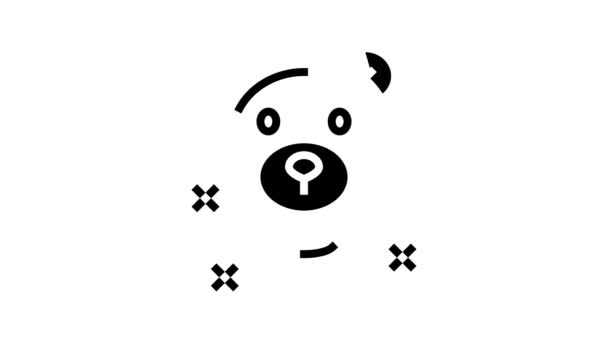 Niedźwiedź postać balon linia ikona animacja — Wideo stockowe