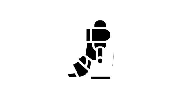 Bandaż do leczenia płaskie stopy linia animacja ikona — Wideo stockowe