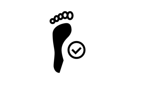 Saúde pés linha de impressão ícone animação — Vídeo de Stock