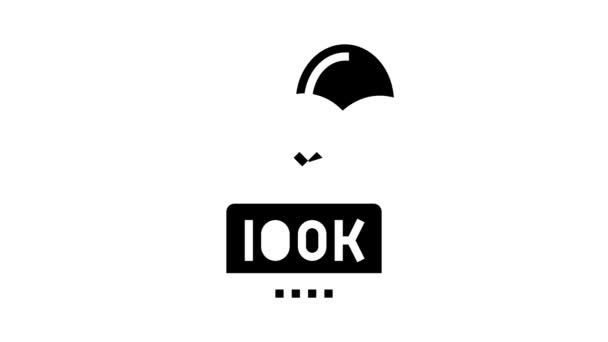 100k festa celebração balões glifo ícone animação — Vídeo de Stock