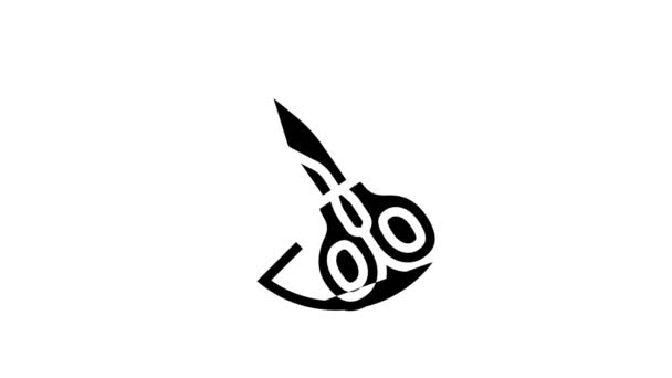 Scissor use prohibition sign glyph icon animation — Stock Video