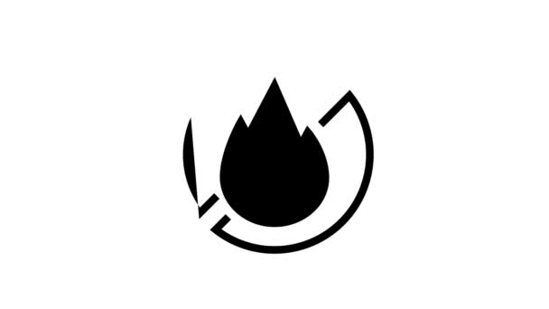 Fuego quema prohibición signo glifo icono animación — Vídeo de stock