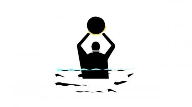 Yaşlılar için yüzme egzersizi renk ikonu canlandırması