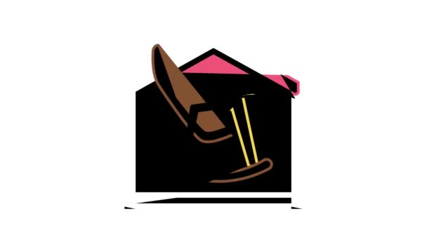 Schommelstoel in huis kleur pictogram animatie — Stockvideo